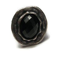 Vintage Gothic Chunky Onyx Sterling Ring Size 6