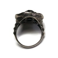 Vintage Gothic Chunky Onyx Sterling Ring Size 6