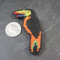 Vintage Cross Stitch Toucan Brooch Pin