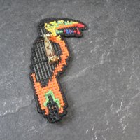 Vintage Cross Stitch Toucan Brooch Pin