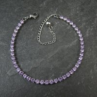 Estate Stainless Steel Purple Cz Tennis Bracelet 7-10"