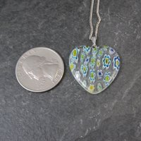 Vintage Millefiori Heart Pendant Necklace