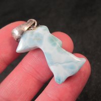 Carved Larimar Rabbit Pendant Sterling Silver