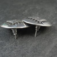 Large Southwestern Sterling Dome Earrings 1"