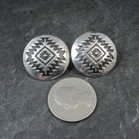 Large Southwestern Sterling Dome Earrings 1"