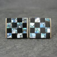 Vintage Opal and Onyx Inlaid Cufflinks