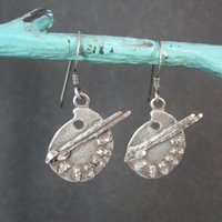 Vintage Sterling Painters Pallet Earrings