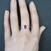 Estate Sterling Ruby Solitaire Ring Size 8