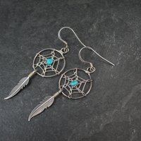 Vintage Dreamcatcher Earrings Sterling Silver