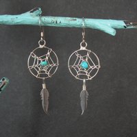 Vintage Dreamcatcher Earrings Sterling Silver