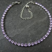Estate Stainless Steel Purple Cz Tennis Bracelet 7-10"