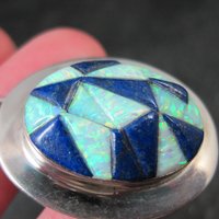 Southwestern Lapis Lazuli Opal Inlay Pendant Necklace
