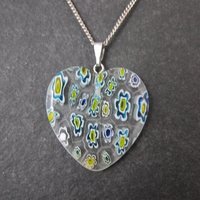 Vintage Millefiori Heart Pendant Necklace