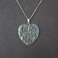 Vintage Millefiori Heart Pendant Necklace