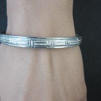 Vintage Diamond Cut Sterling Bangle Bracelet 6.75 Inches