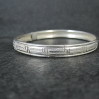 Vintage Diamond Cut Sterling Bangle Bracelet 6.75 Inches