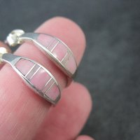 Pink Conch Shell Inlay Earrings Southwestern Sterling Signed