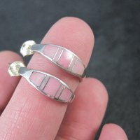 Pink Conch Shell Inlay Earrings Southwestern Sterling Signed