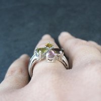 Multi Colored Tourmaline Ring Size 6 Sterling Silver