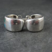Vintage Inlaid Half Hoop Earrings Sterling Silver Coleman Company