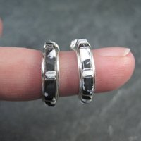 Sterling and White Buffalo Inlay Half Hoop Earrings 3/4"