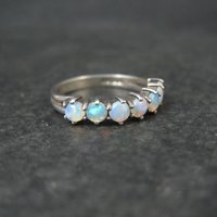 Vintage Sterling Opal Ring Size 5.5 British Silver