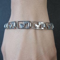 Vintage Sterling Duck Bracelet 7.25" Italian Silver