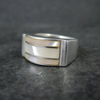 Vintage Sterling Mother of Pearl Inlay Ring Size 7