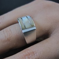 Vintage Sterling Mother of Pearl Inlay Ring Size 7