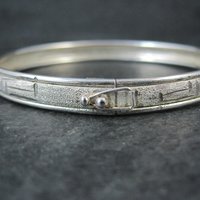 Vintage Diamond Cut Sterling Bangle Bracelet 6.75 Inches