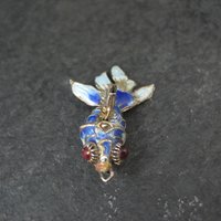 Vintage Blue Enamel Koi Fish Pendant Charms