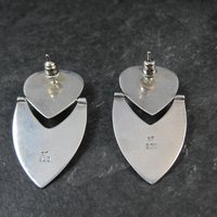 Large 1980s Onyx Earrings Sterling Silver