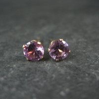 Vintage 5mm Amethyst Stud Earrings 14K Gold Filled New Old Stock