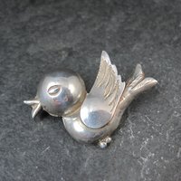 Vintage Sterling Bird Brooch Mexican Silver