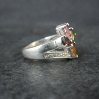 Multi Colored Tourmaline Ring Size 6 Sterling Silver