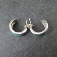 Vintage Inlaid Half Hoop Earrings Sterling Silver Coleman Company
