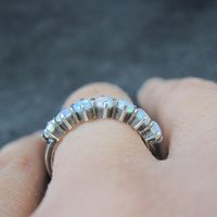 Vintage Sterling Opal Ring Size 5.5 British Silver
