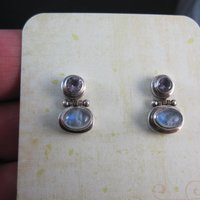 Vintage Amethyst and Rainbow Moonstone Earrings