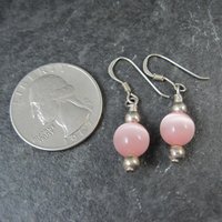 Simple Sterling Pink Cats Eye Earrings