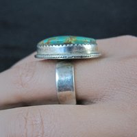 Chunky Sterling Silver Turquoise Ring Size 9 Adjustable