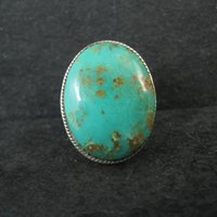 Chunky Sterling Silver Turquoise Ring Size 9 Adjustable