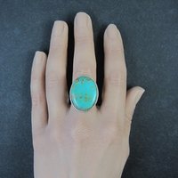 Chunky Sterling Silver Turquoise Ring Size 9 Adjustable