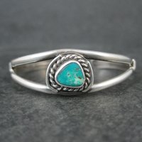 Navajo Child's Turquoise Cuff Bracelet 4.25" Sterling Silver