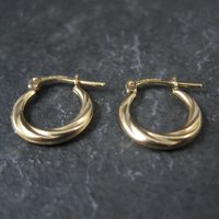 Tiny Gold Hoop Earrings 14mm 10K Gold Filled New Old Stock