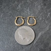 Tiny Gold Hoop Earrings 14mm 10K Gold Filled New Old Stock