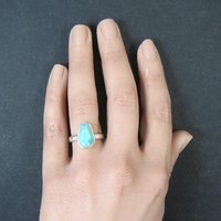 Turquoise Coffin Ring Sterling Silver Size 6.5