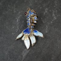 Vintage Blue Enamel Koi Fish Pendant Charms