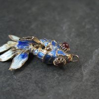 Vintage Blue Enamel Koi Fish Pendant Charms