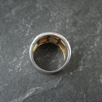 Wide Mother of Pearl Sterling Silver Band Ring Size 6 Vintage