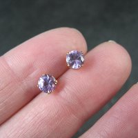 Vintage 5mm Amethyst Stud Earrings 14K Gold Filled New Old Stock